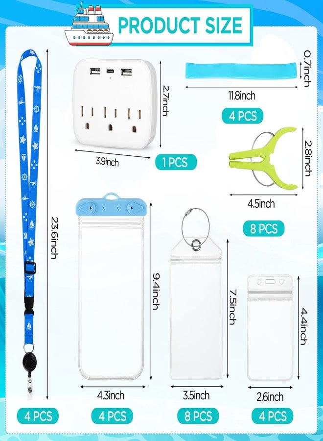 FACULX Cruise Ship Essentials Kit Include Cruise Luggage Tags Holder, Cruise Lanyards, Cruise Power Strip, Towel Bands and Clips, Waterproof Phone Bags for All Cruise Lines - Image 5